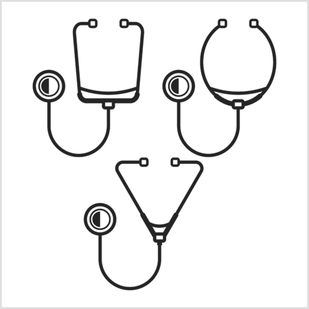 Stethoscope icon design on white backdrop illustration.のイラスト素材