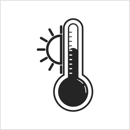Thermometer icon design on white backdrop illustration.のイラスト素材