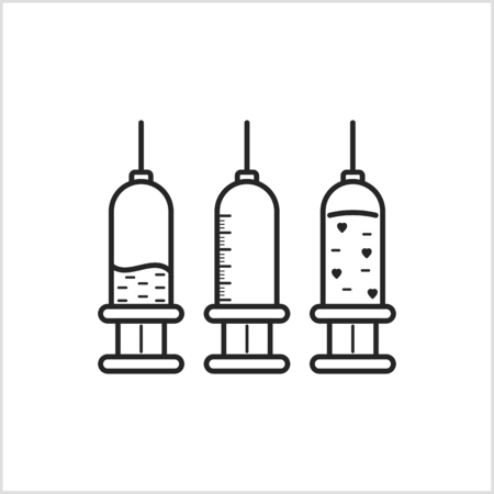 Injection medicine icon design on white backdrop illustration.のイラスト素材