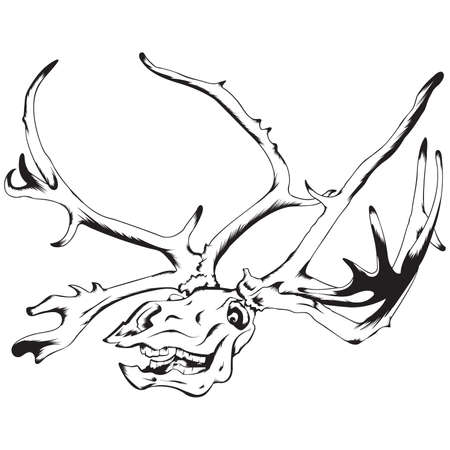 Vector illustration of a stylized reindeer skullのイラスト素材
