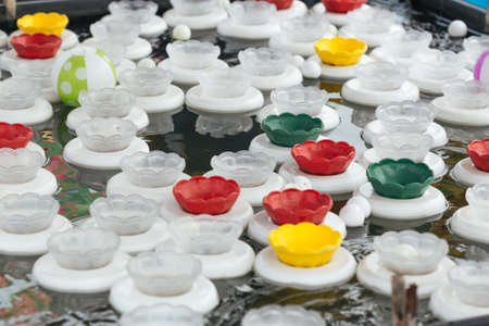 Closeup of cup lillies at a fairの写真素材