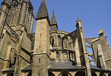 Flying Buttresses on the apse of Coutances CAthedral, France. MAy, 2007の写真素材