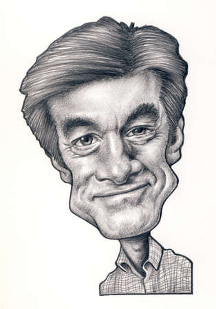 Dr. Oz graphite caricature drawing on a white backgroundのeditorial素材