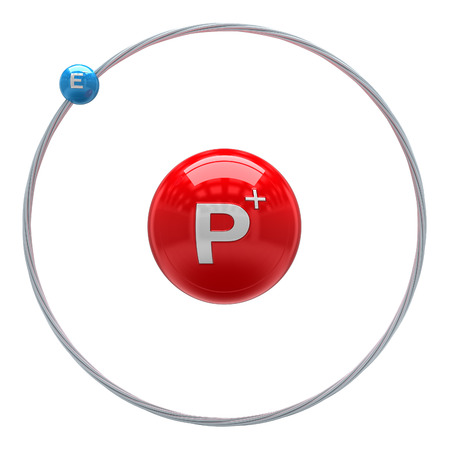 Hydrogen atom on white backgroundの写真素材