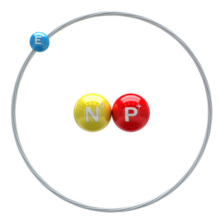 Deuterium atom on white backgroundの写真素材