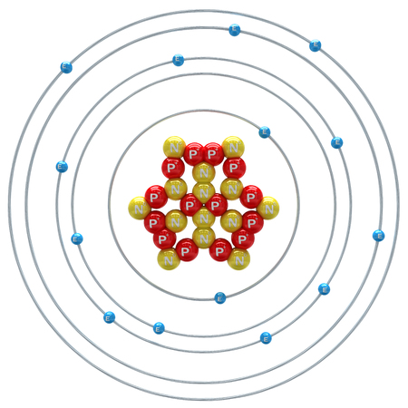 Silicium atom on a white backgroundの写真素材