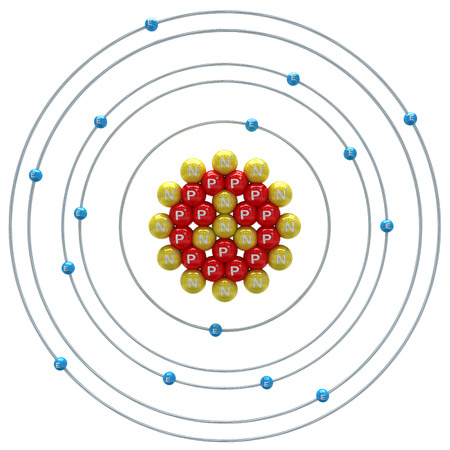 Phosphorus atom on a white backgroundの写真素材