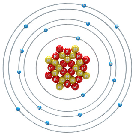 Sulfur atom on a white backgroundの写真素材