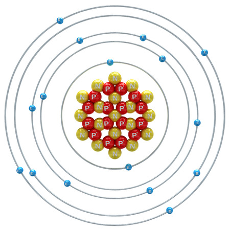 Sulfur(isotope) atom on a white backgroundの写真素材