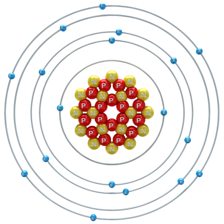 Argon atom on a white backgroundの写真素材