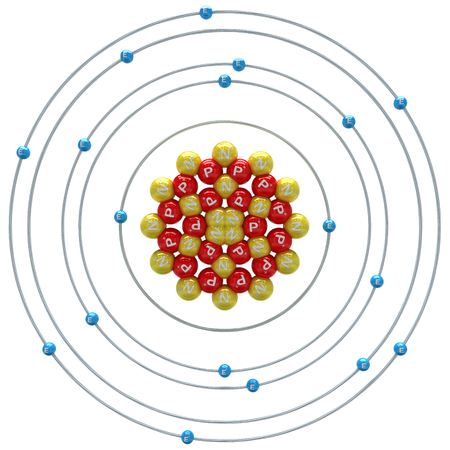 Argon(unstable isotope) atom on a white backgroundの写真素材