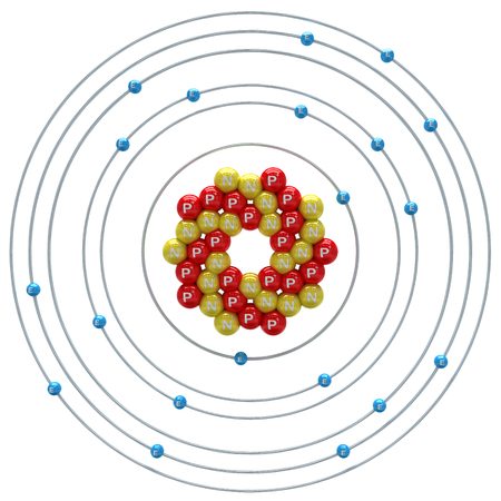 Calcium atom on a white backgroundの写真素材