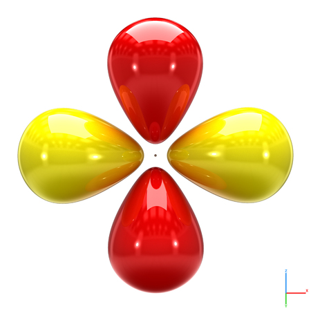 Shape of the 3d atomic orbital on white backgroundの写真素材