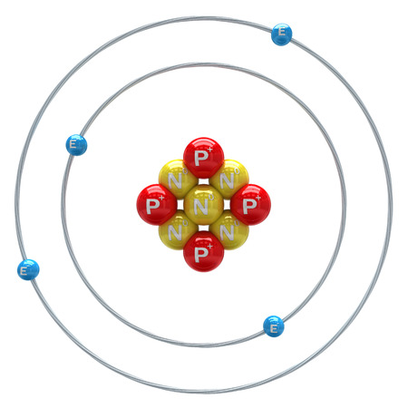 Beryllium atom on a white backgroundの写真素材