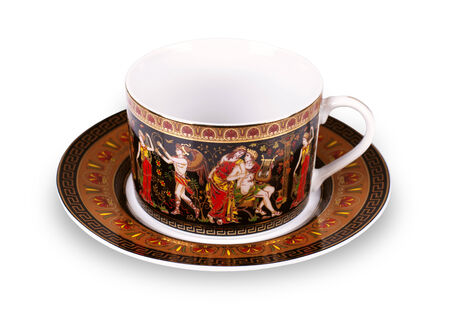 Cup and saucer on white backgroundのeditorial素材