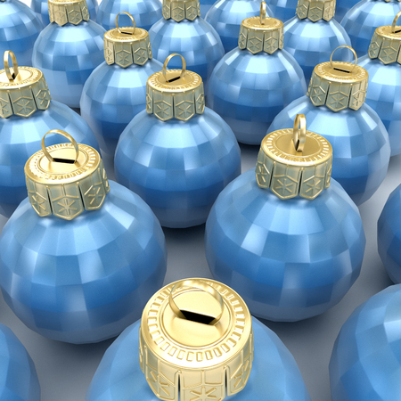 Blue Christmas Balls (3d illustration)の写真素材