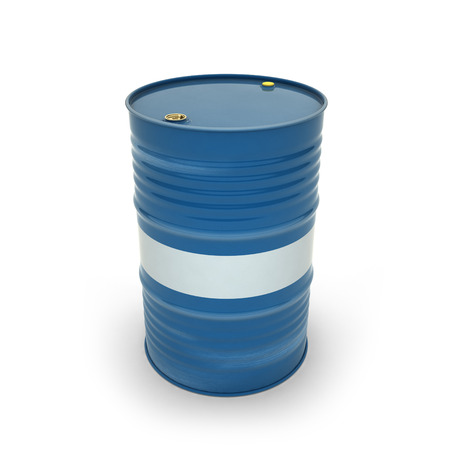 Blue barrels on a white background (3d illustration)の写真素材