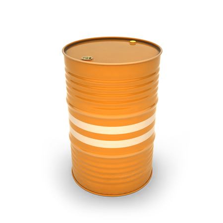 Orange barrel on a white background (3d illustration)の写真素材