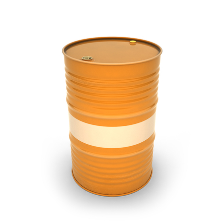 Orange barrel on a white background (3d illustration)の写真素材
