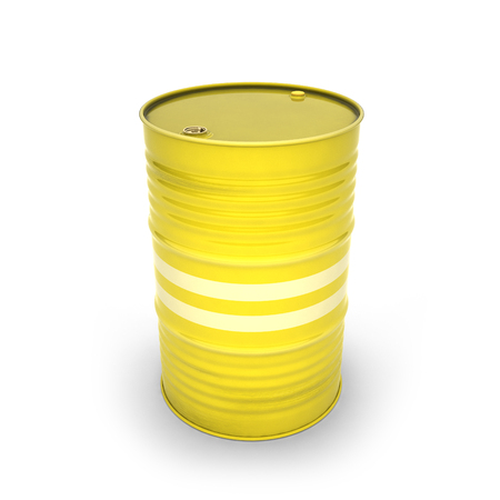 Yellow barrel on a white background (3d illustration)の写真素材
