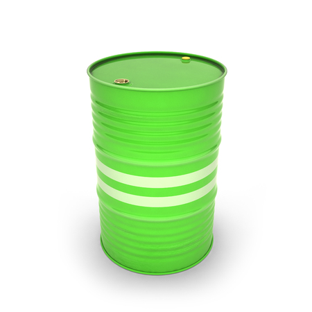 Green barrels on a white background (3d illustration)の写真素材