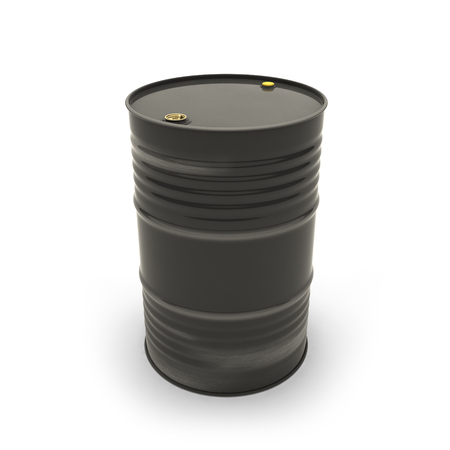 Black barrel on a white background (3d illustration)の写真素材