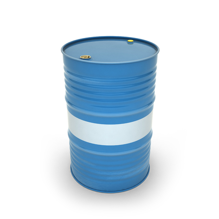 Blue barrels on a white background (3d illustration)の写真素材