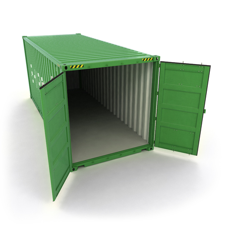 Open Shipping Container on a White (3d illustration)の写真素材