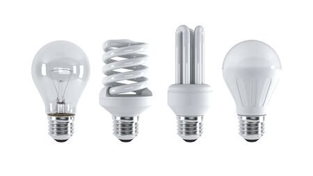 Different type of light bulbs. (3d illustration)の写真素材