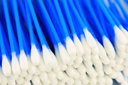 Close up of hygienic and cotton sticks; backgroundの写真素材