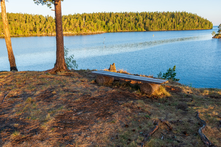 The monks built shops for prayer contemplation. The wonderful island Valaam is located on Lake Lodozhskoye, Karelia. Balaam - a step to heavenの写真素材