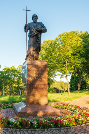 Monument To Andrew. The wonderful island Valaam is located on Lake Lodozhskoye, Karelia. Balaam - a step to heavenの写真素材