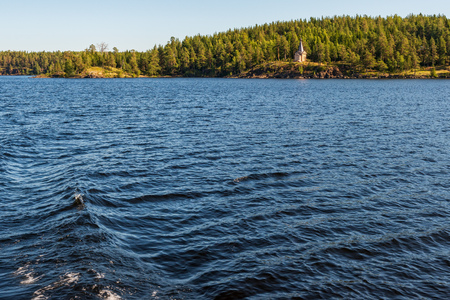 Severe Lake Ladoga. The wonderful island Valaam is located on Lake Lodozhskoye, Karelia. Balaam - a step to heavenの写真素材