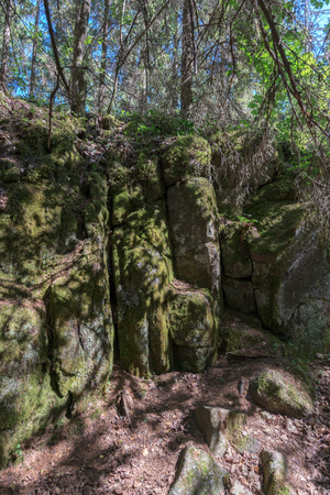 The stone walls of the miraculous work. The wonderful island Valaam is located on Lake Lodozhskoye, Karelia. Balaam - a step to heavenの写真素材