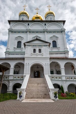 The building of the temple with domes, the main entrance.の写真素材