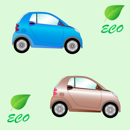 Vector illustration of a set of environmentally friendly electric cars on a light backgroundのイラスト素材