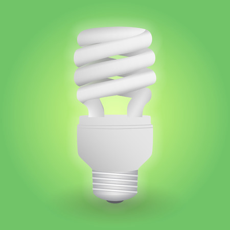 Economical fluorescent light bulb. Save energy lamp. Realistic vector illustration.のイラスト素材