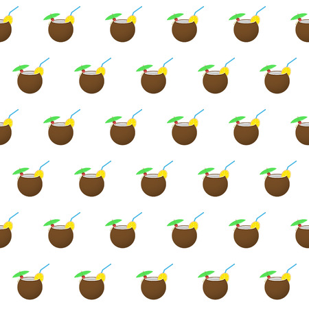 Seamless pattern summer beach cocktail with template in swatches for your convenience. Easy to use. Cartoon flat style illustration.のイラスト素材