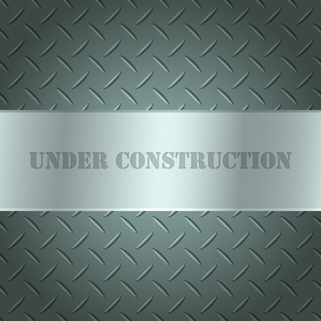 Metallic background with tread plate texture and steel textured plate with text. Stainless plaque on a iron vector background.のイラスト素材