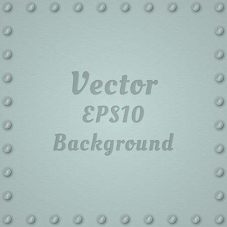 Metallic background of steel textured plate with rivets and text. Stainless plaque on a iron vector background.のイラスト素材