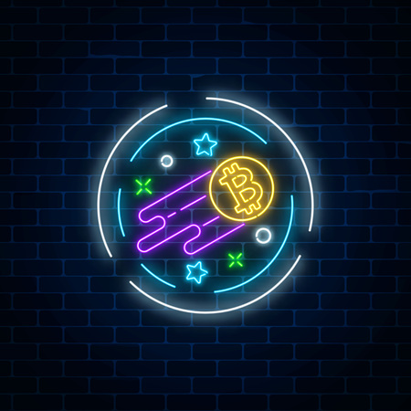 Neon sign of growing bitcoin currency.のイラスト素材