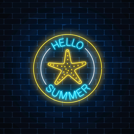 Glowing neon sign of summerのイラスト素材
