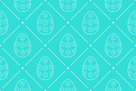Easter seamless pattern in blue color. Eggs with ornament pattern design. Endless texture for web...