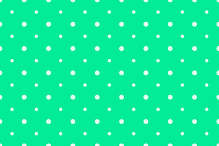 Seamless polkadot pattern. Repeated polka dot ornament with big and small dots on green background. Vector illustration. Pattern templates in Swatches panel.のイラスト素材