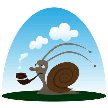 Snail smoking tobacco pipeのイラスト素材