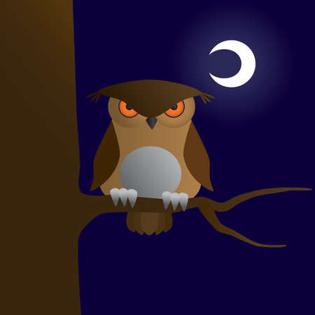 owl sitting on branchのイラスト素材