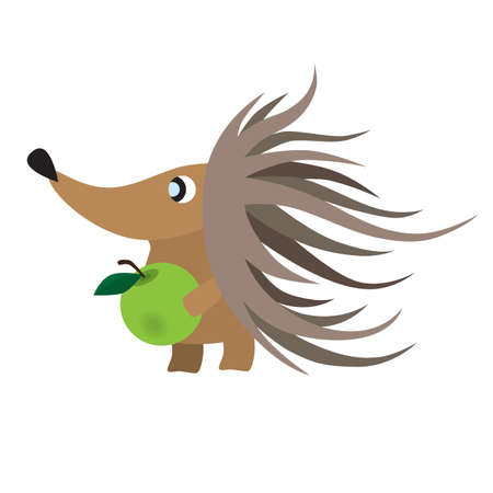 Hedgehog with green appleのイラスト素材