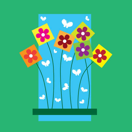 Square flowersのイラスト素材