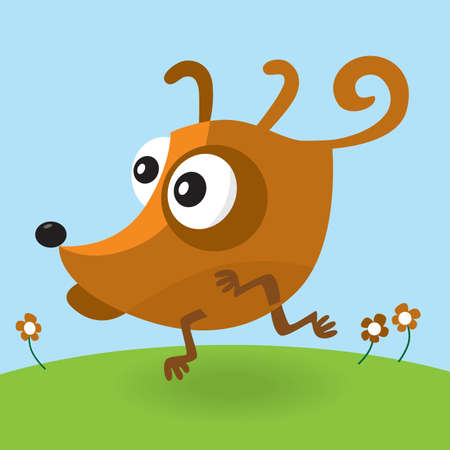 running funny dogのイラスト素材