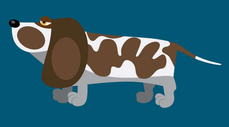 Cartoon illustration of funny basset houndのイラスト素材